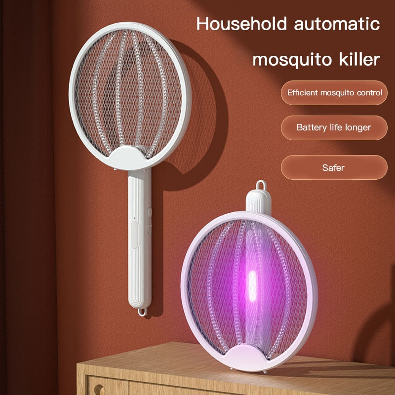 Summer Fly Swatter Bug Zapper Racket 2 In 1 Outdoor &amp; Indoor Mosquito Killer Lamp Rechargeable Intelligent Mosquito Swatter